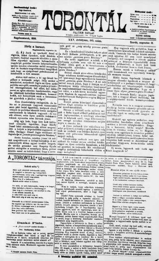Torontál, 25. évf. 1896. augusztus 12. 185. sz.