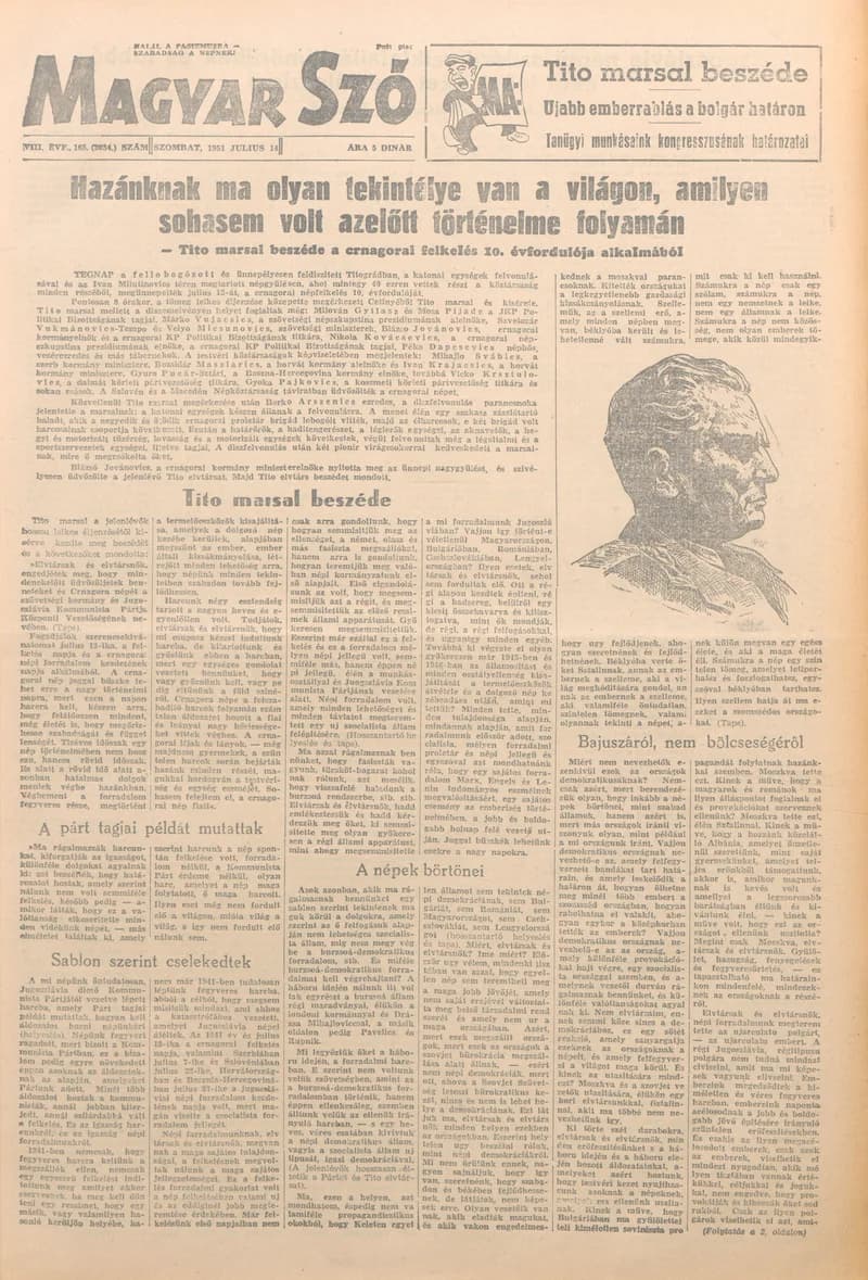 Magyar Szó, 8. évf. 1951. július 14. 165. sz. 1–4. oldal