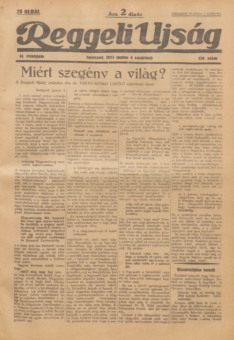 Reggeli Újság, 14. évf. 1933. június 4. 130. sz.