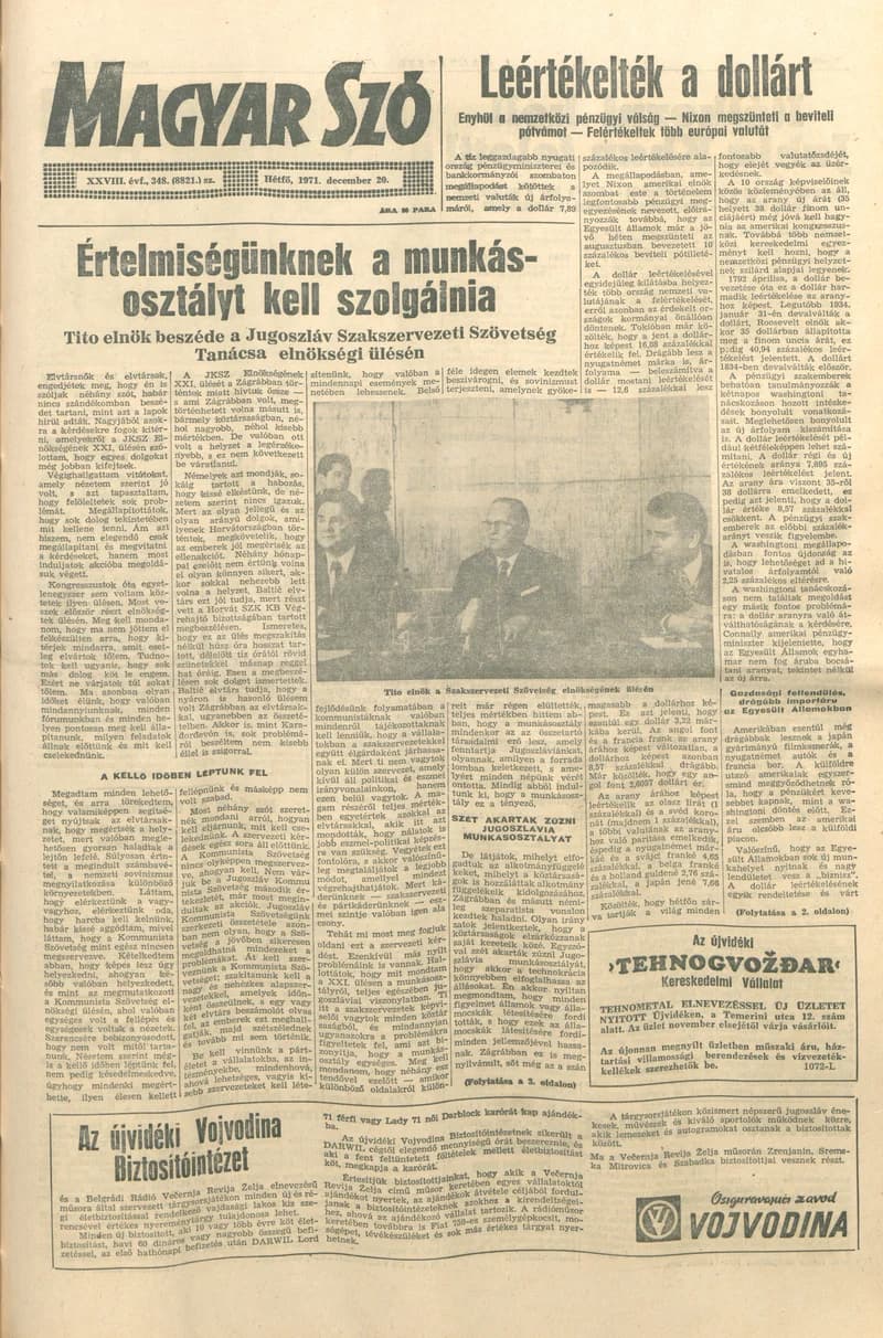 Magyar Szó, 28. évf. 1971. december 20. 348. sz. 1–8. oldal