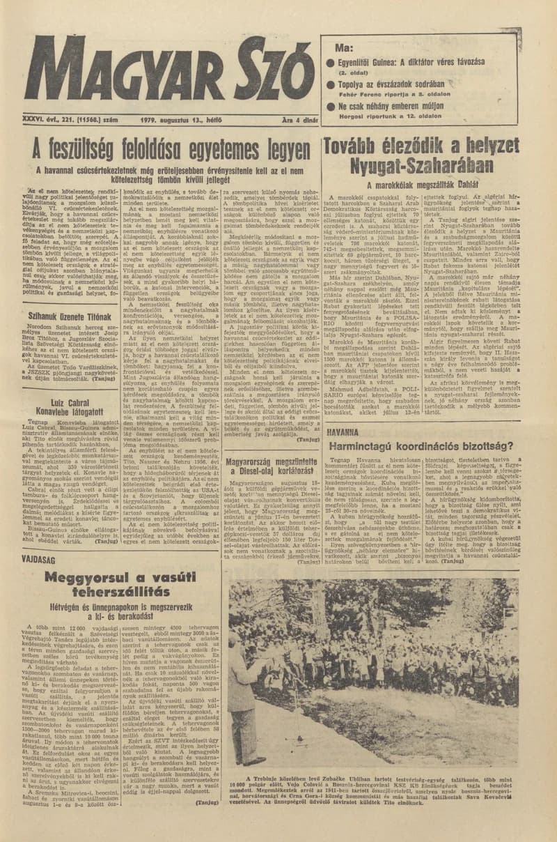 Magyar Szó, 36. évf. 1979. augusztus 13. 221. sz. 1–16. oldal