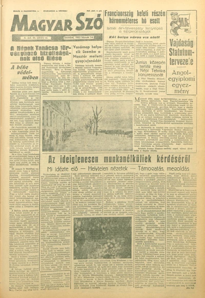 Magyar Szó, 10. évf. 1953. február 14. 44. sz. 1–6. oldal