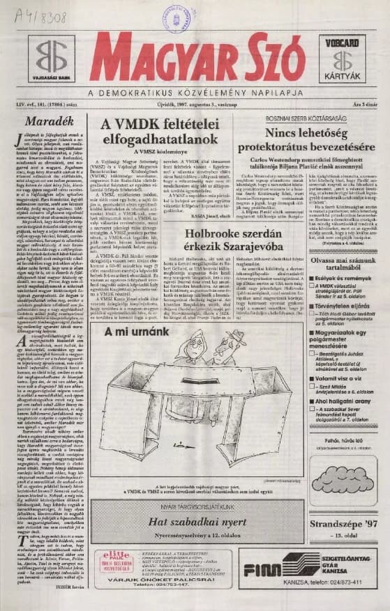 Magyar Szó, 54. évf. 1997. augusztus 3. 181. sz. 1–24. oldal