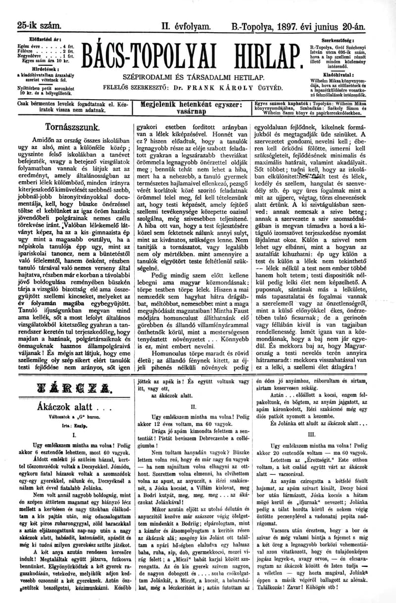 Bács-Topolyai Hirlap, 2. évf. 1897. június 20. 25. sz.