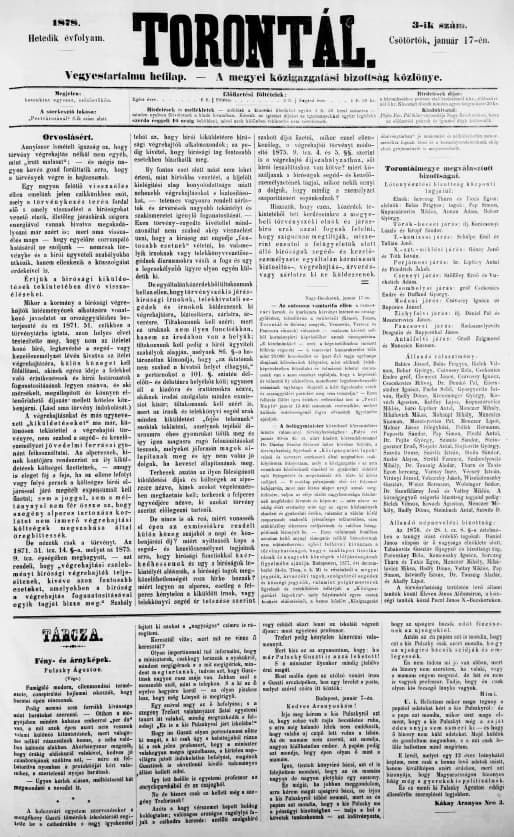 Torontál, 7. évf. 1878. január 17. 3. sz.