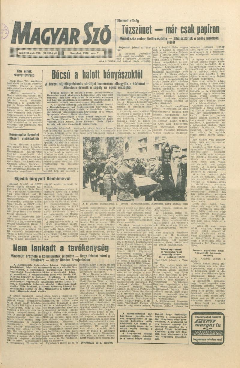 Magyar Szó, 33. évf. 1976. augusztus 7. 216. sz. 1–16. oldal
