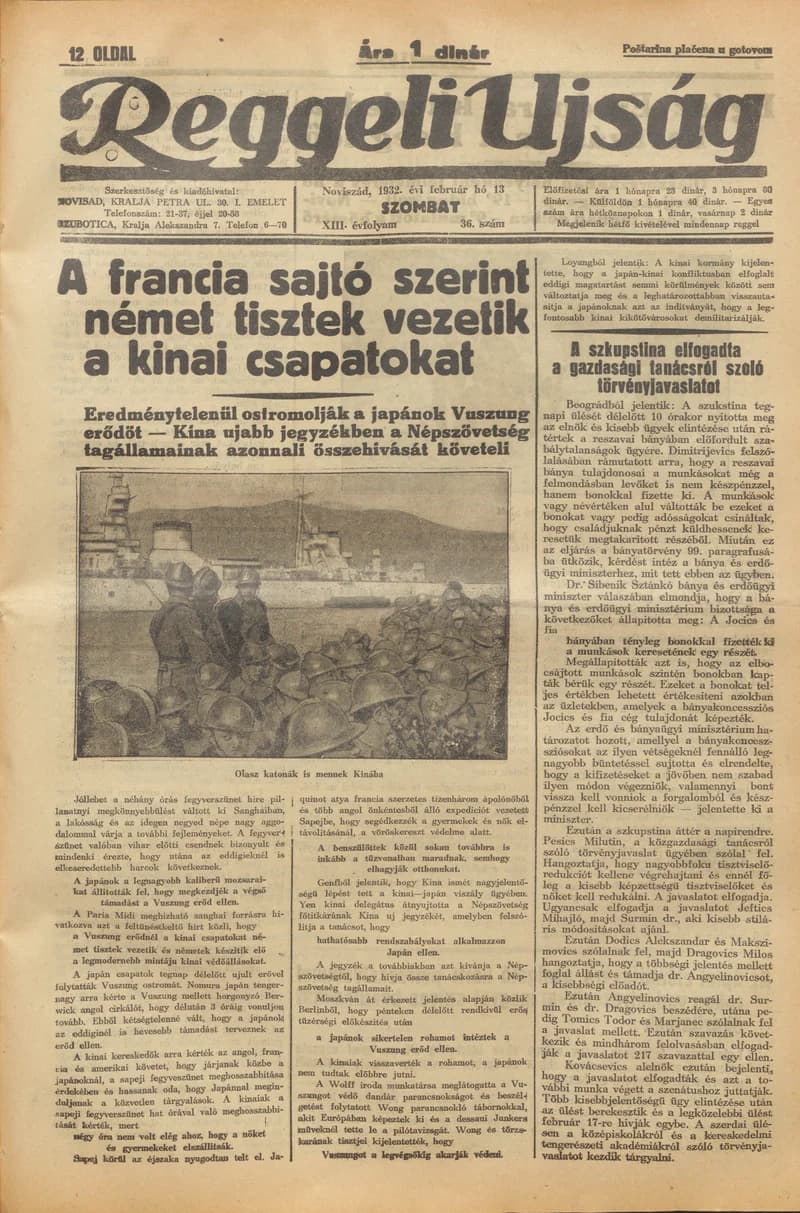 Reggeli Újság, 13. évf. 1932. február 13. 36. sz.