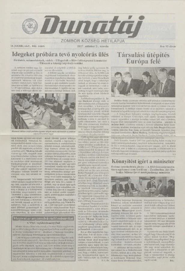 Dunatáj, 9. évf. 2007. október 3. 443. sz.