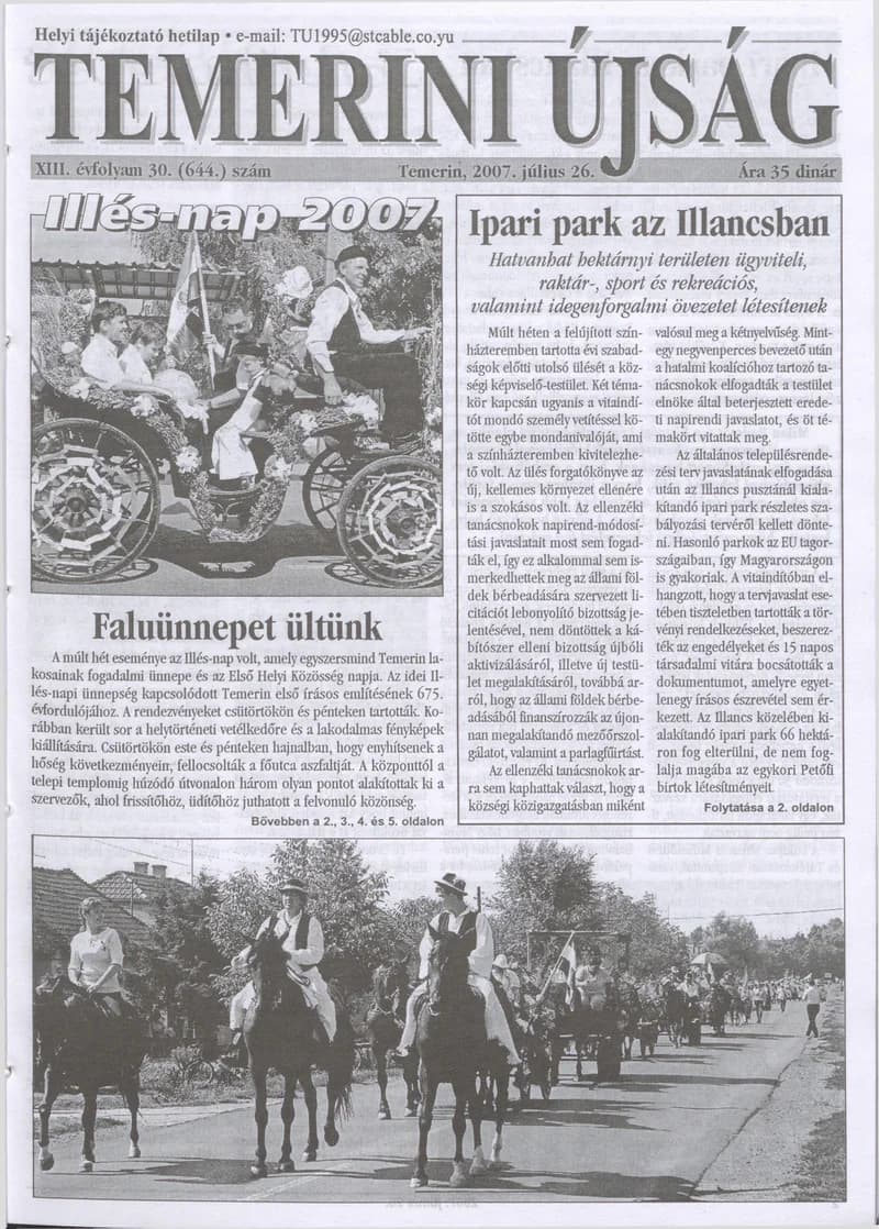 Temerini Újság, 13. évf. 2007. július 26. 30. sz.