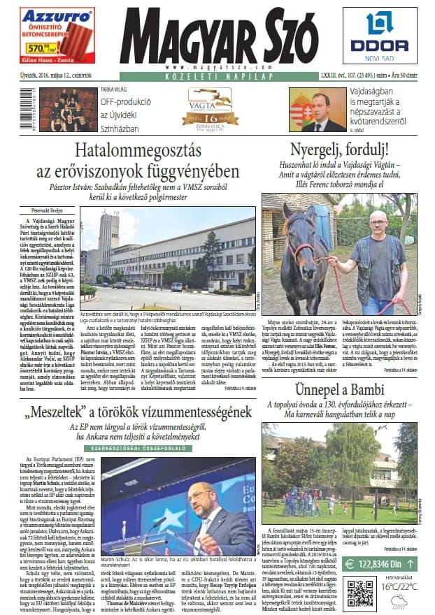 Magyar Szó, 73. évf. 2016. május 12. 107. sz. 1–16. oldal