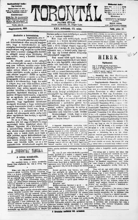 Torontál, 25. évf. 1896. július 27. 171. sz.