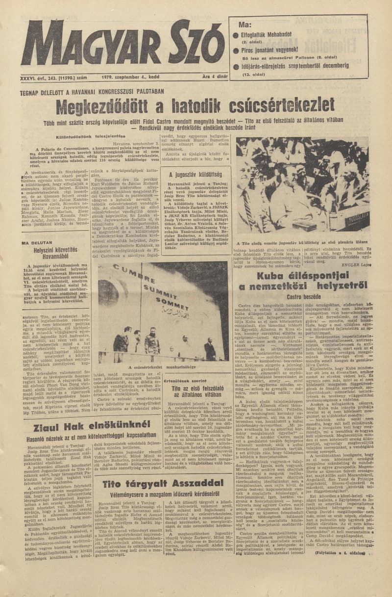 Magyar Szó, 36. évf. 1979. szeptember 4. 243. sz. 1–20. oldal