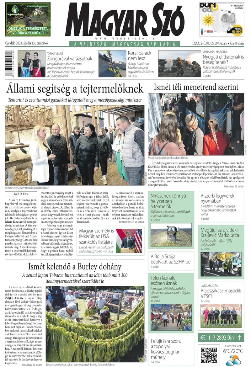 Magyar Szó, 80. évf. 2023. április 13. 83. sz. 1–20. oldal