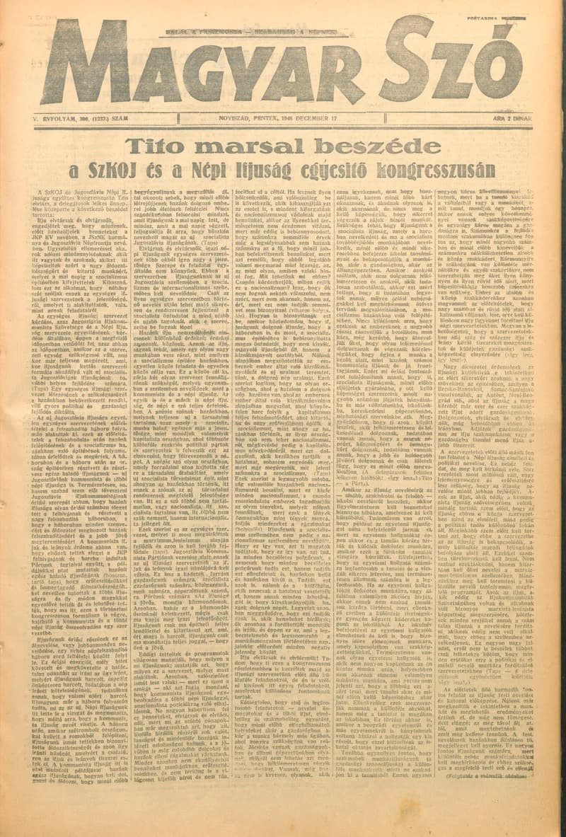 Magyar Szó, 5. évf. 1948. december 17. 300. sz. 1–4. oldal