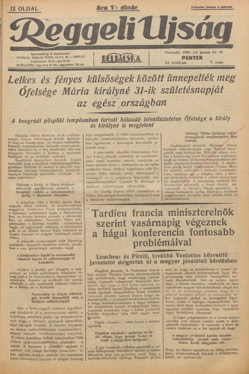 Reggeli Újság, 11. évf. 1930. január 10. 7. sz.