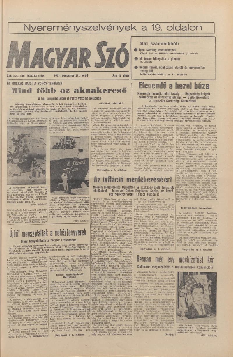 Magyar Szó, 41. évf. 1984. augusztus 21. 230. sz. 1–20. oldal