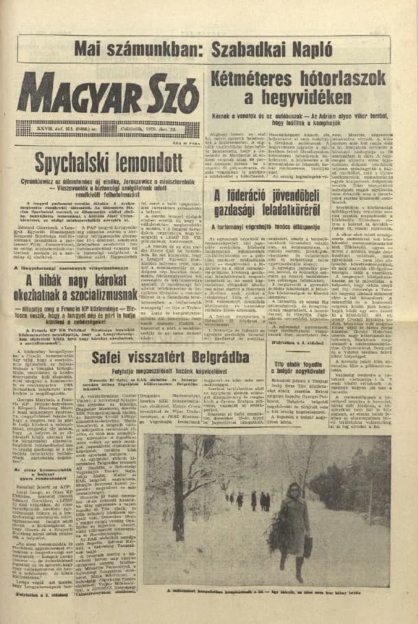 Magyar Szó, 27. évf. 1970. december 24. 352. sz. 1–16. oldal