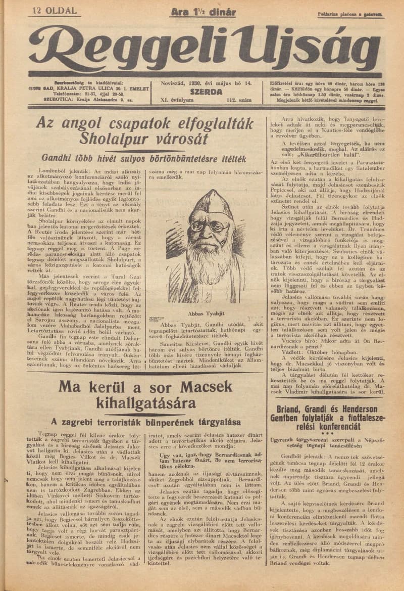 Reggeli Újság, 11. évf. 1930. május 14. 112. sz.