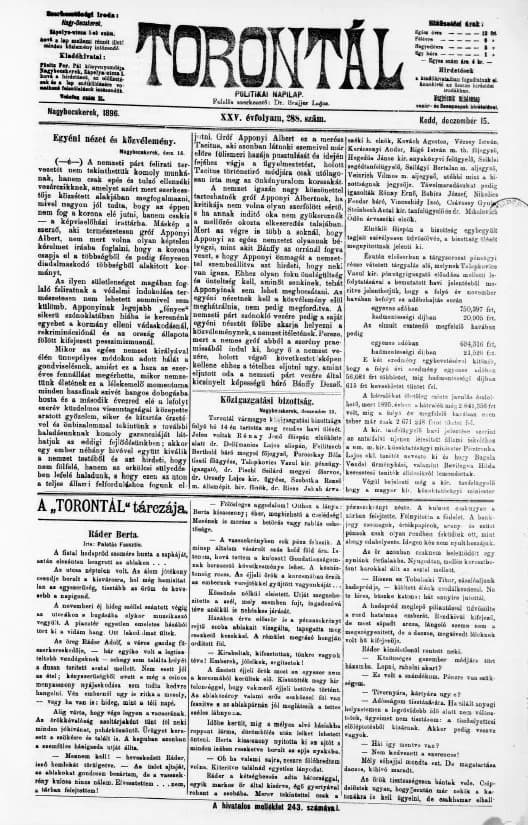 Torontál, 25. évf. 1896. december 15. 288. sz.