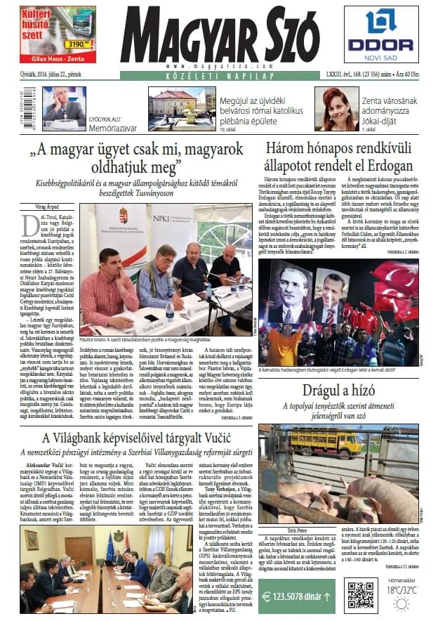 Magyar Szó, 73. évf. 2016. július 22. 168. sz. 1–16. oldal