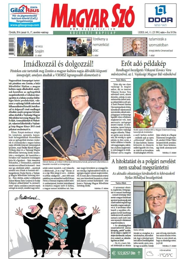 Magyar Szó, 73. évf. 2016. január 16. – 17. 11. sz. 1–44. oldal