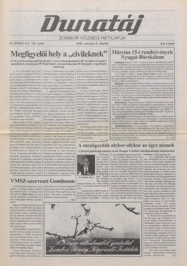 Dunatáj, 4. évf. 2002. március 6. 152. sz.