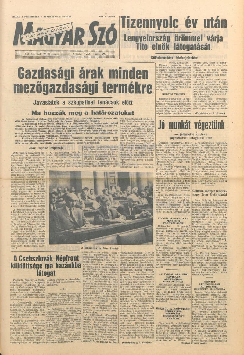 Magyar Szó, 21. évf. 1964. június 24. 173. sz. 1–14. oldal