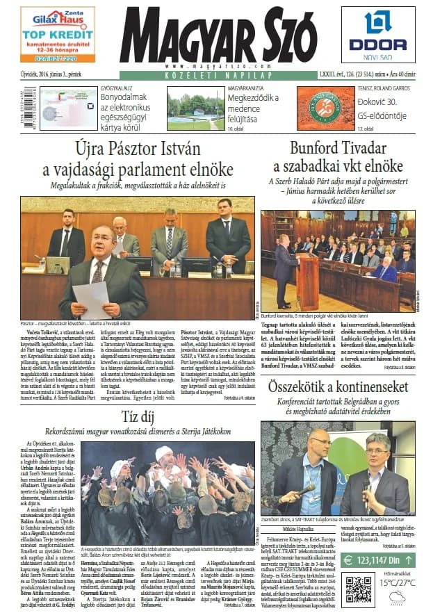 Magyar Szó, 73. évf. 2016. június 3. 126. sz. 1–16. oldal