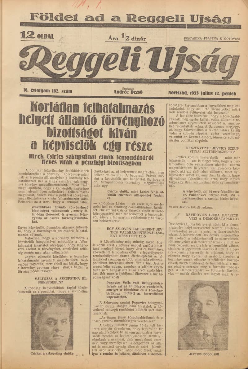 Reggeli Újság, 16. évf. 1935. július 12. 162. sz.