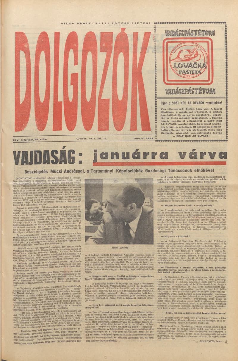 Dolgozók, 26. évf. 1972. december 15. 50. sz.