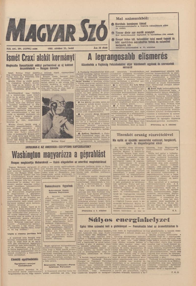 Magyar Szó, 42. évf. 1985. október 22. 291. sz. 1–20. oldal