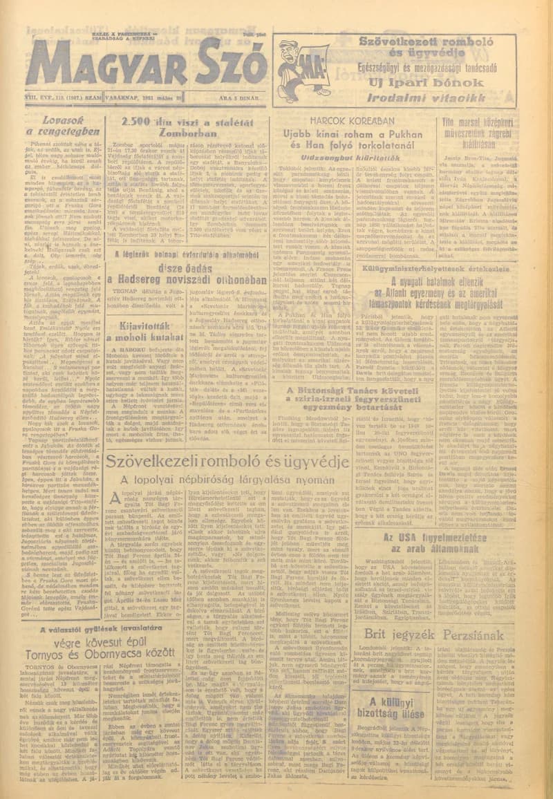 Magyar Szó, 8. évf. 1951. május 20. 118. sz. 1–4. oldal