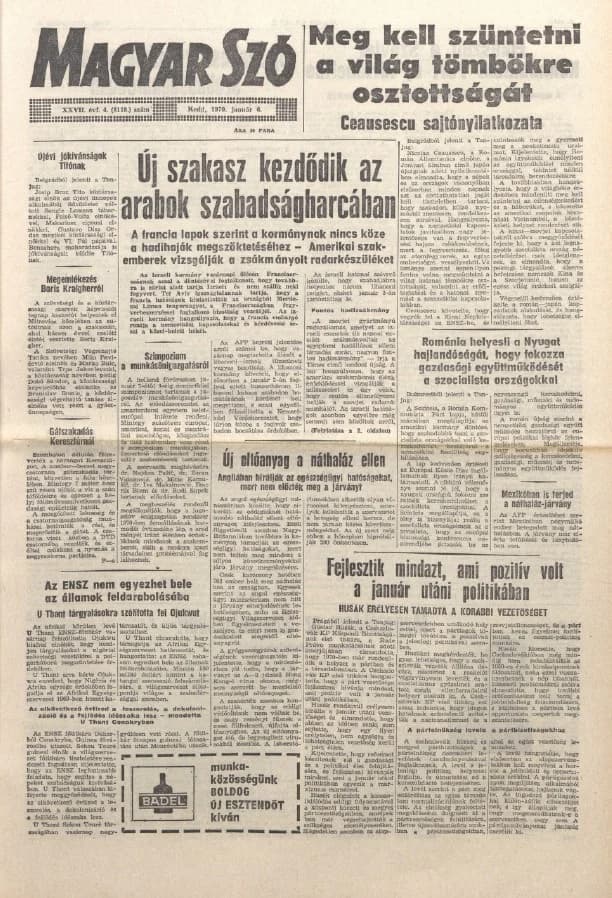 Magyar Szó, 27. évf. 1970. január 6. 4. sz. 1–16. oldal