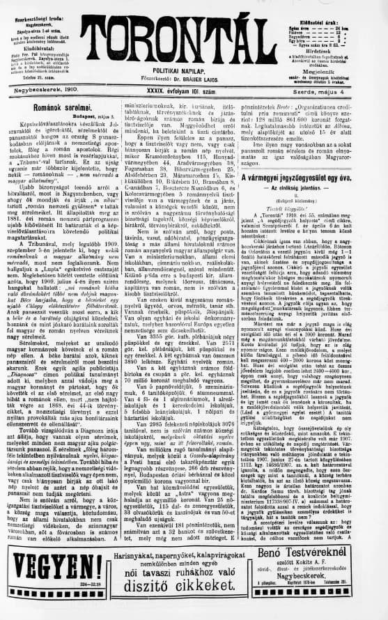 Torontál, 39. évf. 1910. május 4. 101. sz.