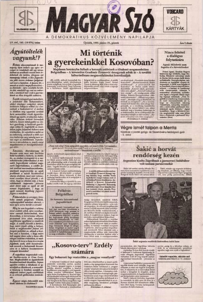Magyar Szó, 55. évf. 1998. június 19. 145. sz. 1–16. oldal