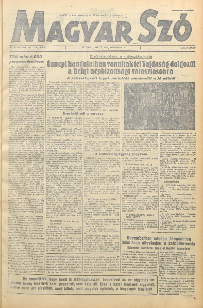 Magyar Szó, 6. évf. 1949. december 5. 288. sz. 1–4. oldal