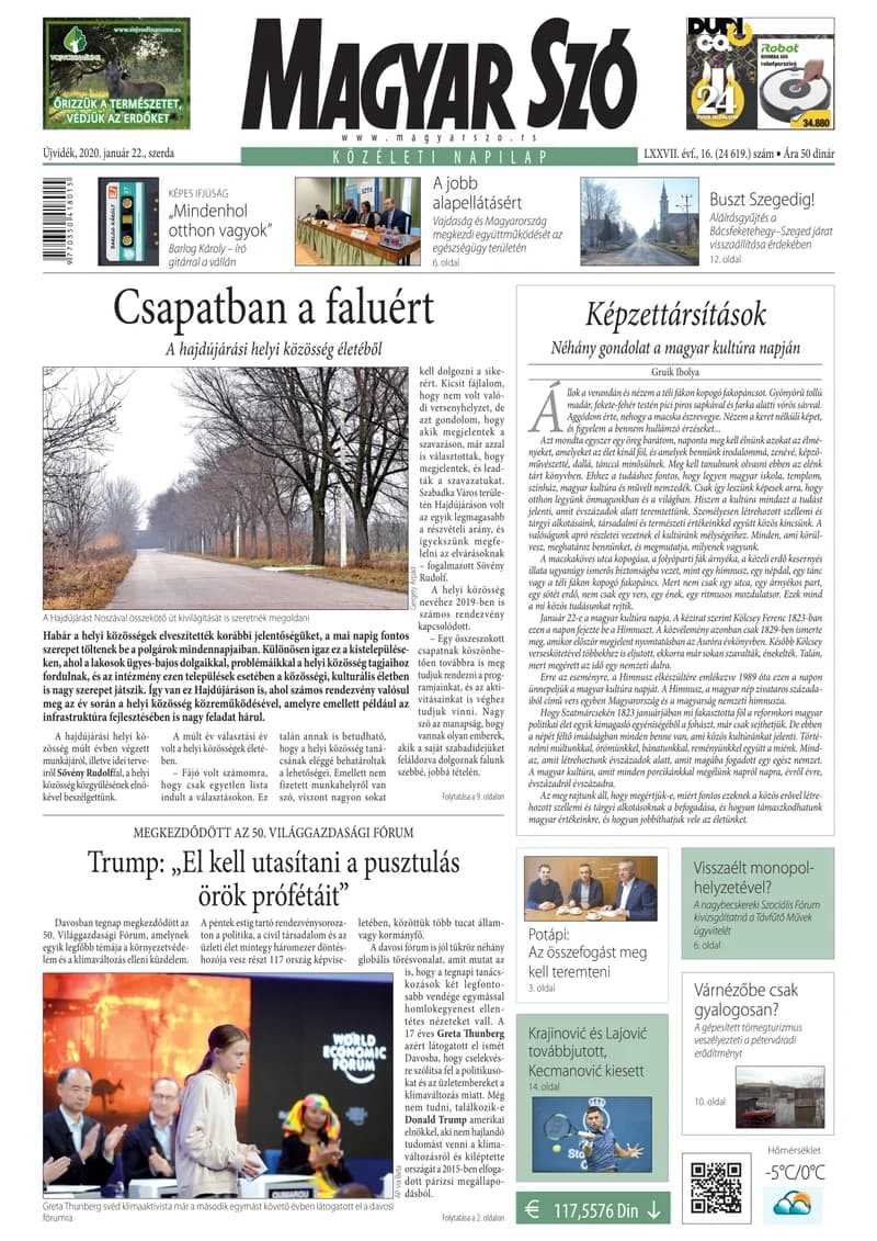 Magyar Szó, 77. évf. 2020. január 22. 16. sz. 1–16. oldal