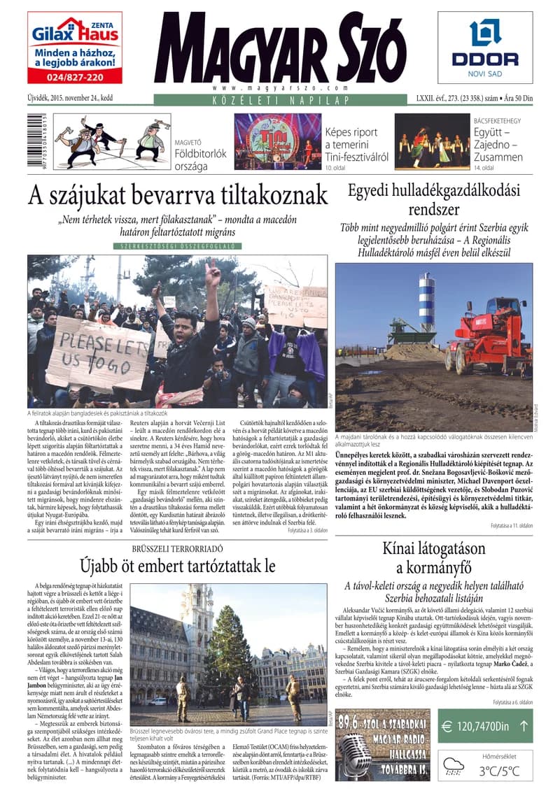 Magyar Szó, 72. évf. 2015. november 24. 273. sz. 1–20. oldal