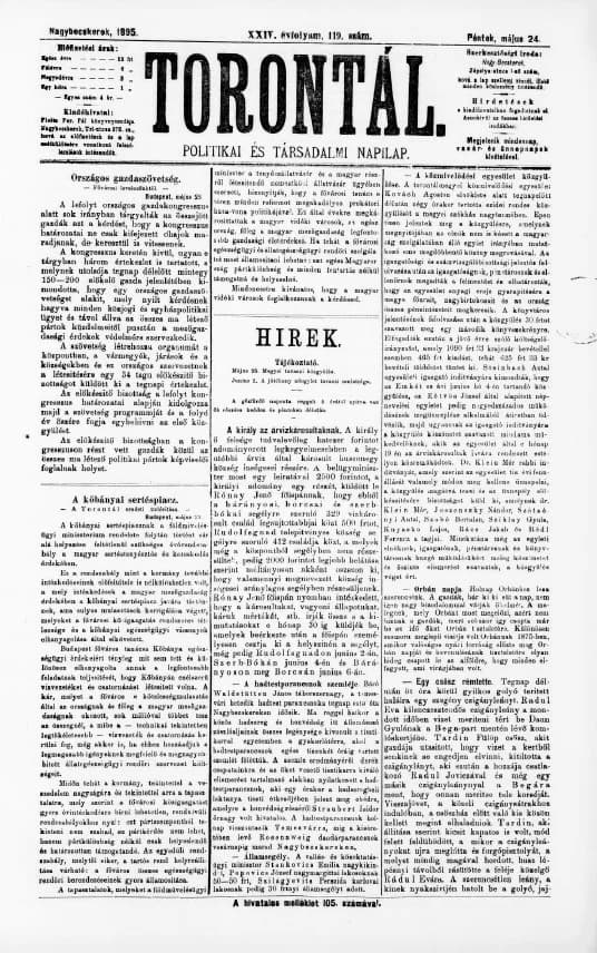 Torontál, 24. évf. 1895. május 24. 119. sz.