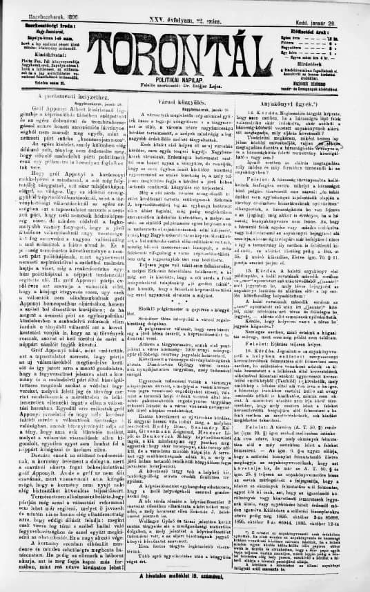 Torontál, 25. évf. 1896. január 28. 22. sz.