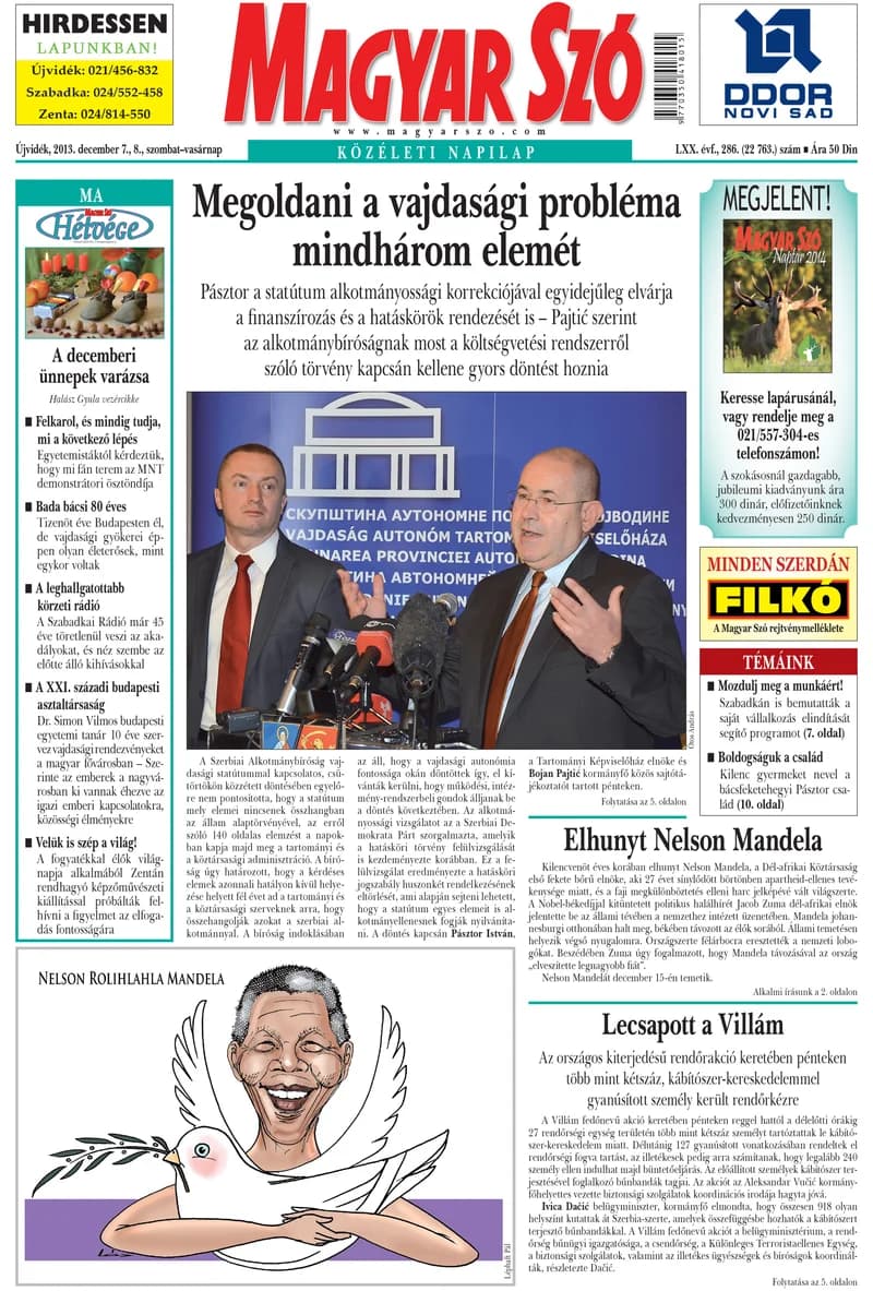 Magyar Szó, 70. évf. 2013. december 7. – 8. 286. sz. 1–44. oldal