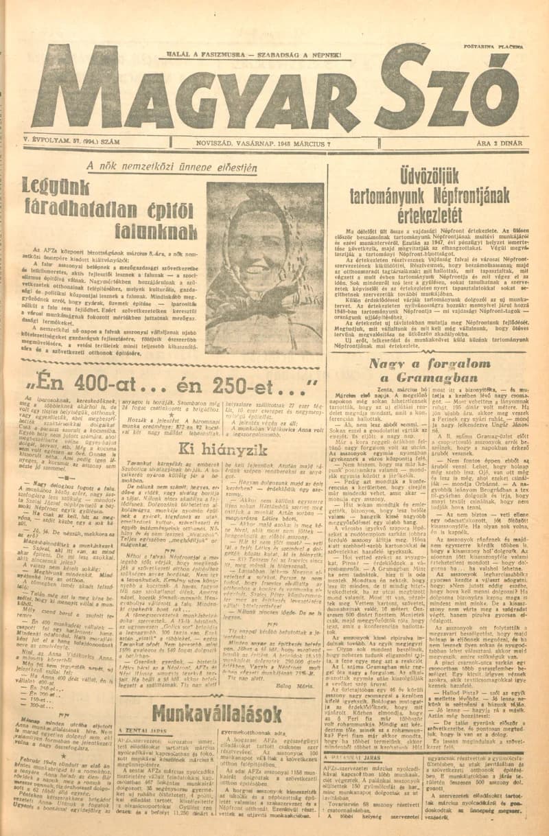 Magyar Szó, 5. évf. 1948. március 7. 57. sz. 1–8. oldal