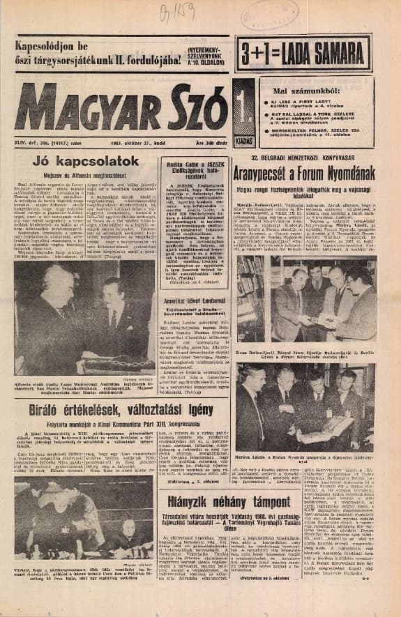 Magyar Szó, 44. évf. 1987. október 27. 296. sz. 1–20. oldal