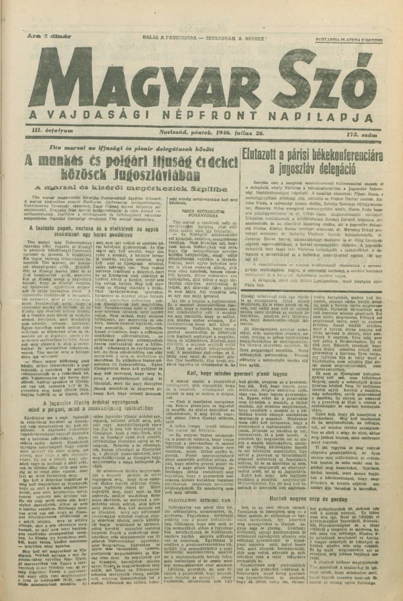 Magyar Szó, 3. évf. 1946. július 26. 175. sz. 1–8. oldal