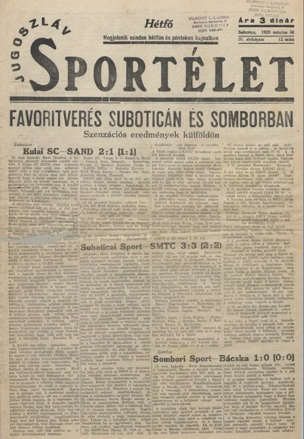 Jugoszláv sportélet, 4. évf. 1925. március 30. 12. sz.