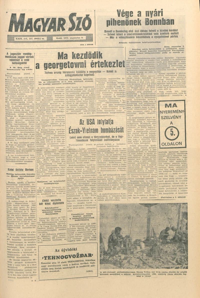 Magyar Szó, 29. évf. 1972. augusztus 8. 217. sz. 1–16. oldal