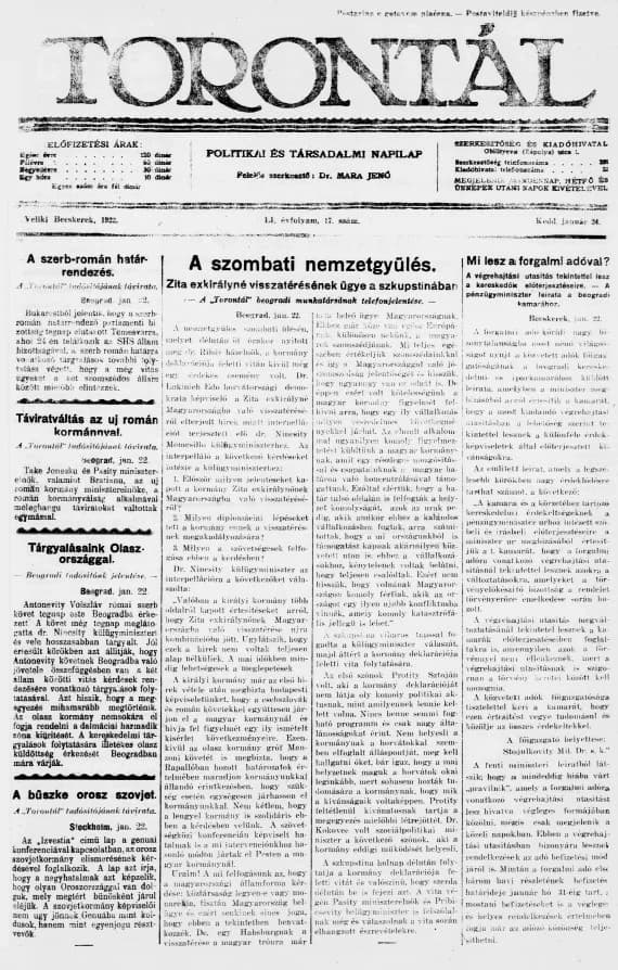 Torontál, 51. évf. 1922. január 24. 17. sz.