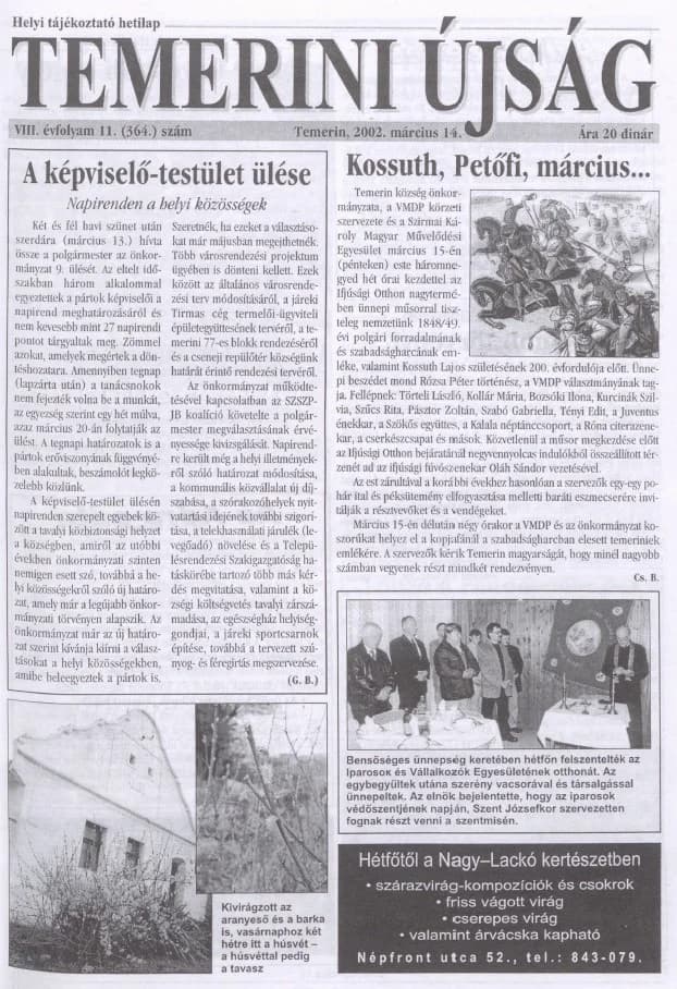 Temerini Újság, 8. évf. 2002. március 14. 11. sz.