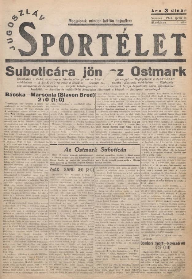 Jugoszláv sportélet, 3. évf. 1924. április 28. 12. sz.