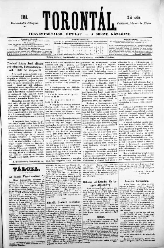 Torontál, 17. évf. 1888. február 23. 8. sz.